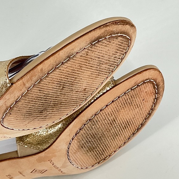 Donald Pliner Size 8.5 Gold Metallic Leather Toe Loop Heel Slide Sandals Melros